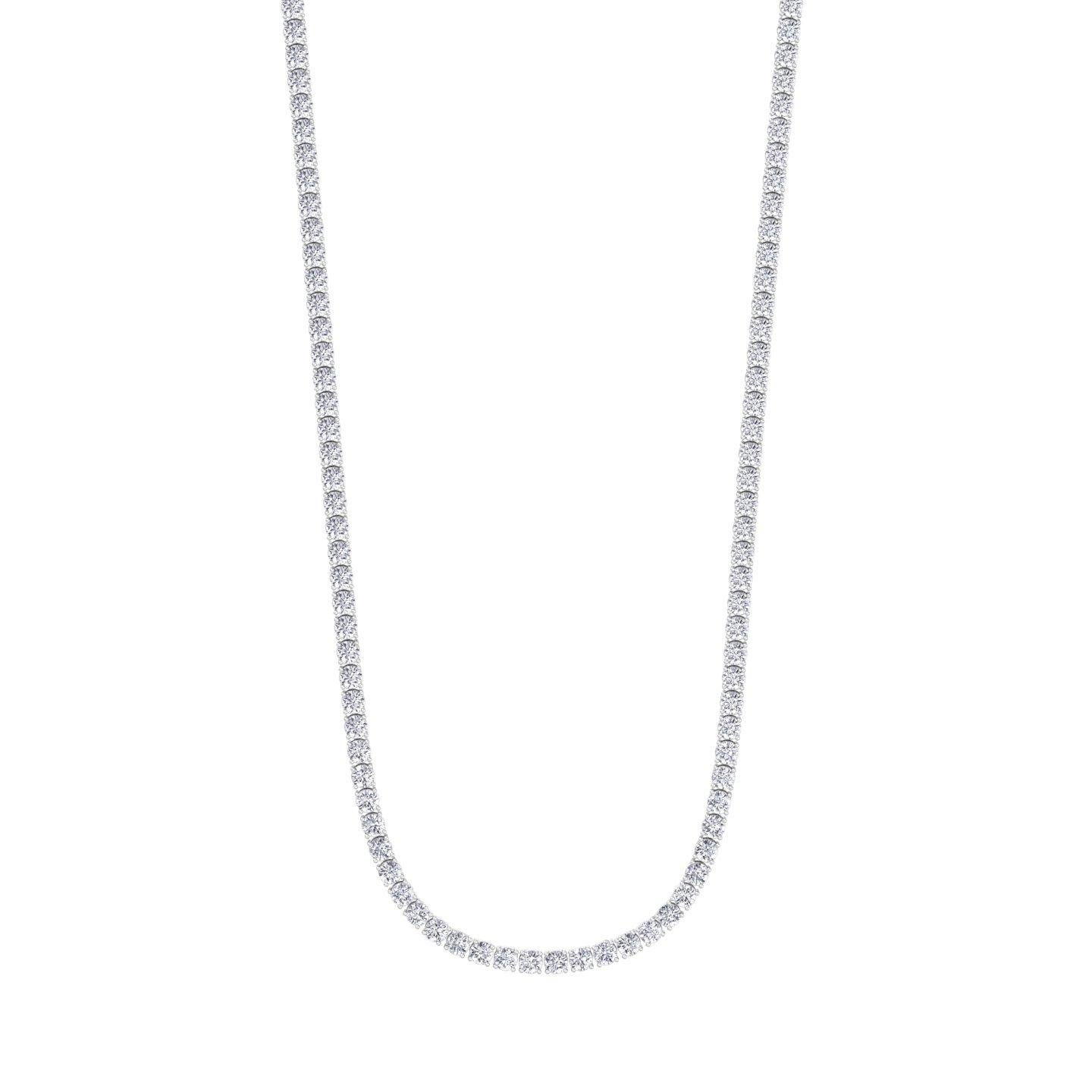 Edelstein Jewelers Co. - 9,13 Karat klassische Diamant-Tennis-Halskette aus 14k Weißgold (Rundschliff) im Angebot