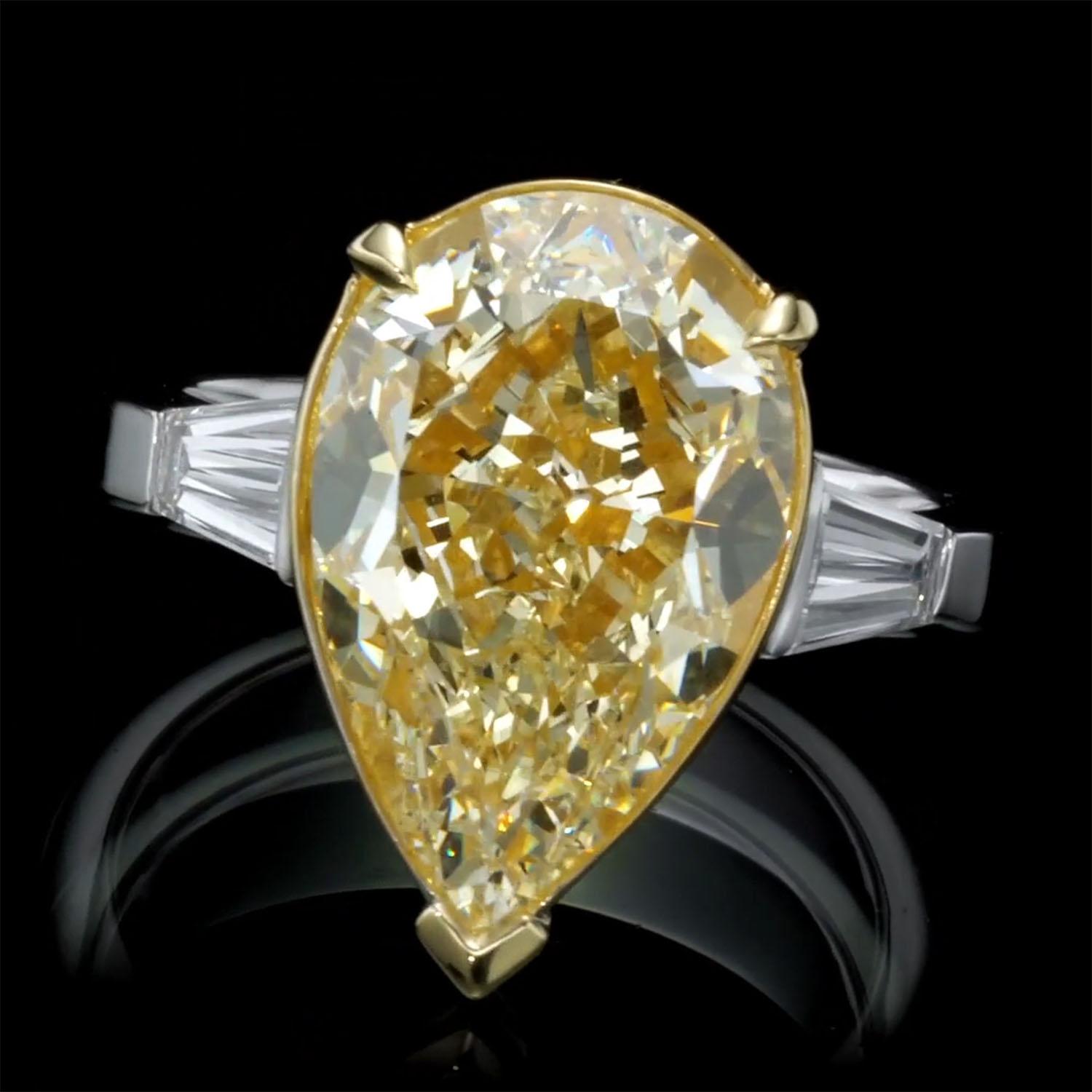 Art Deco 9.14 Carat Natural Yellow Diamond Ring GIA, Large Yellow Diamond Ring for Women For Sale
