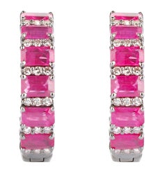 9.15 Carat Diamond and Ruby Hoop Earrings