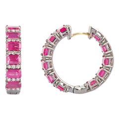 9.15 Carat Diamond and Ruby Hoop Earrings