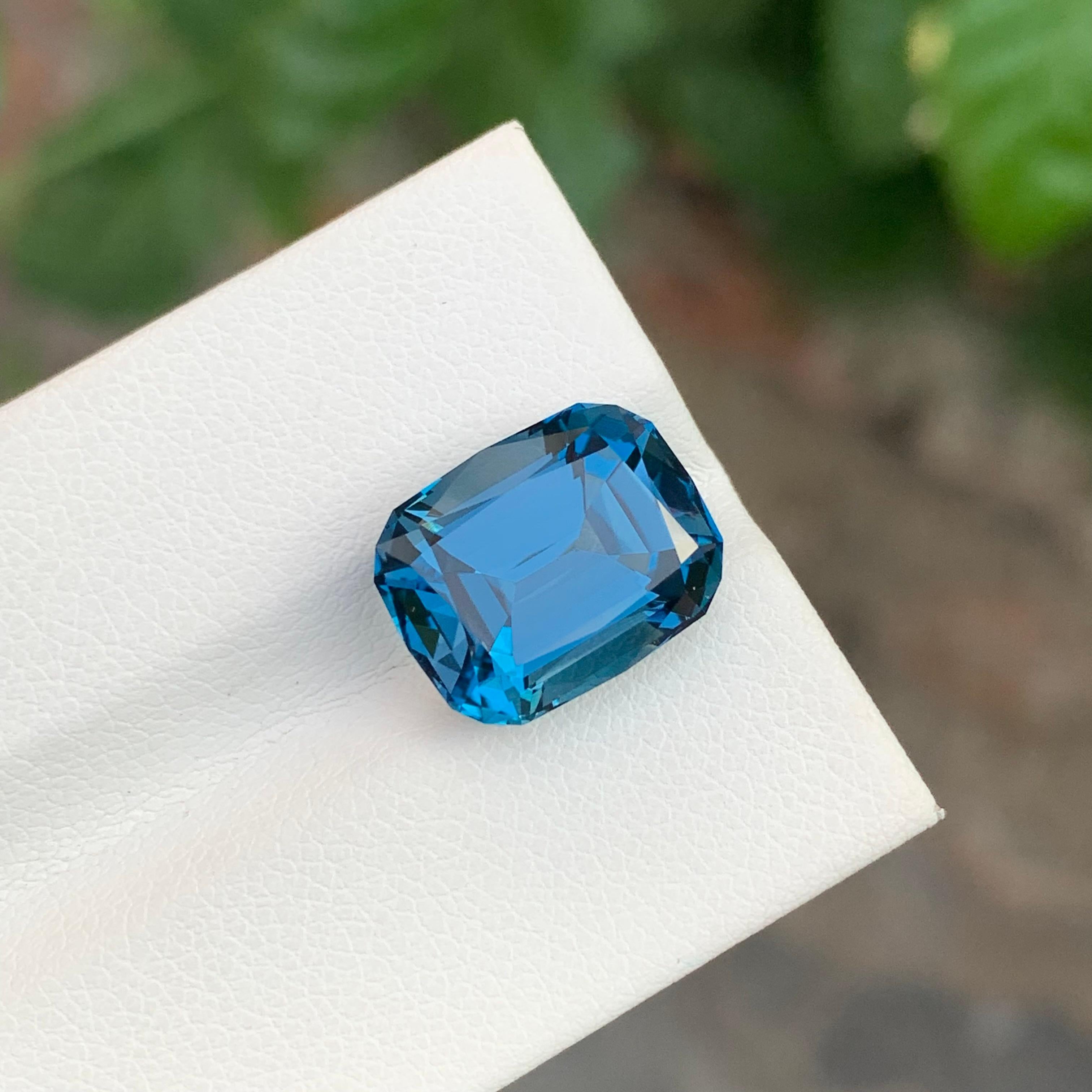 Arts and Crafts 9.15 Carat Fabulous Faceted London Blue Topaz Cushion Shape Gemstone For Sale