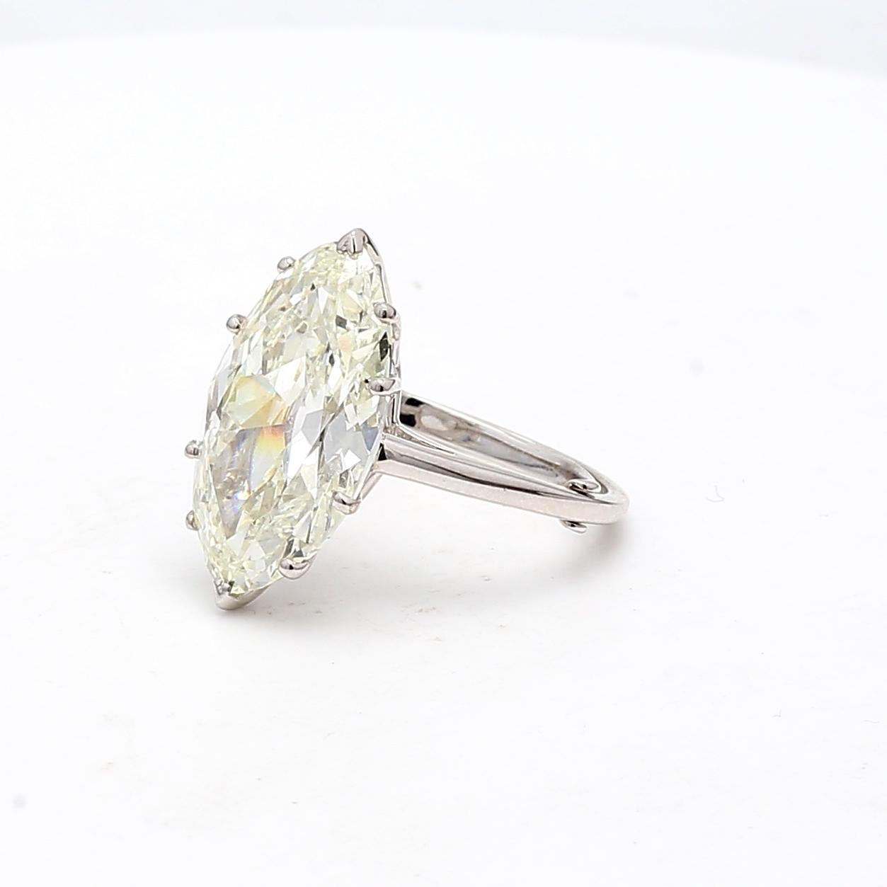 9.15 Carat Marquis Shape K VS2 Diamond Platinum Engagement Ring For Sale 2