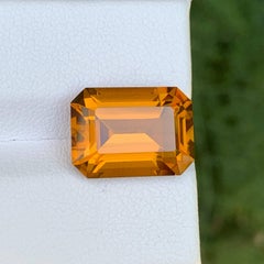 9.15 Carat Natural Loose Honey Color Citrine Emerald Cut Bazillion Gemstone