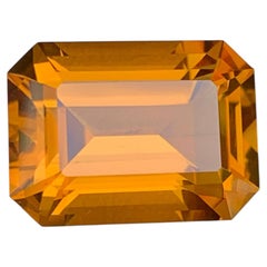 9.15 Carat Natural Loose Honey Color Citrine Emerald Cut Bazillion Gemstone