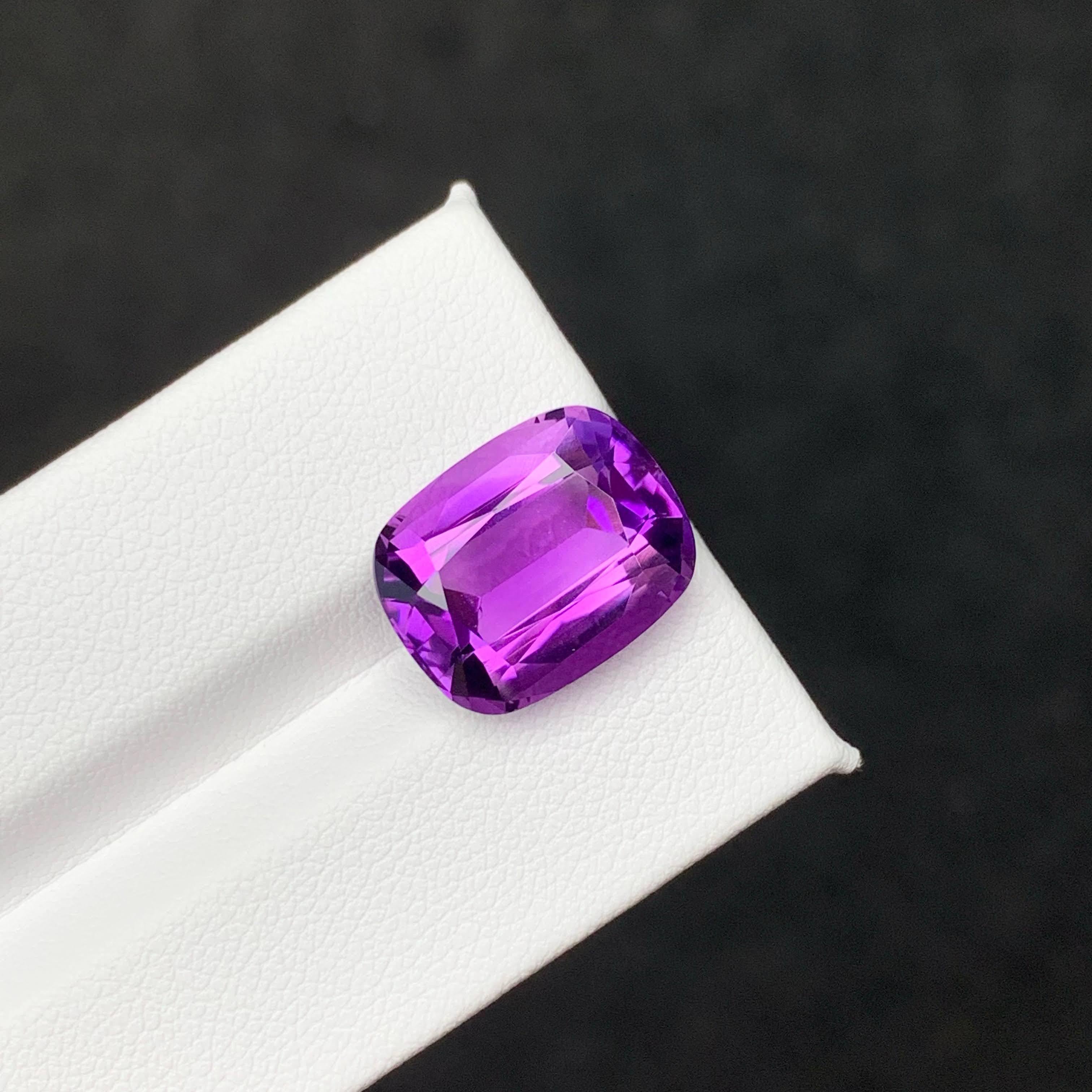 Taille coussin 9.15 Carat Natural Loose Purple Amethyst Stone Cushion Cut Brazilian Gemstone (pierre précieuse brésilienne) en vente