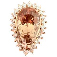 9.15 Carat Natural Morganite Diamond 14 Karat Rose Gold Cocktail Ring