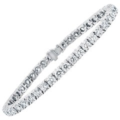 9.15 Carat Round Diamond Estate Bracelet, 14k White Gold Diamond Tennis Bracelet