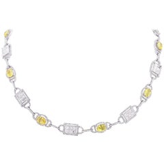 9.15 Carat Yellow Sapphire 18 Karat White Gold Necklace