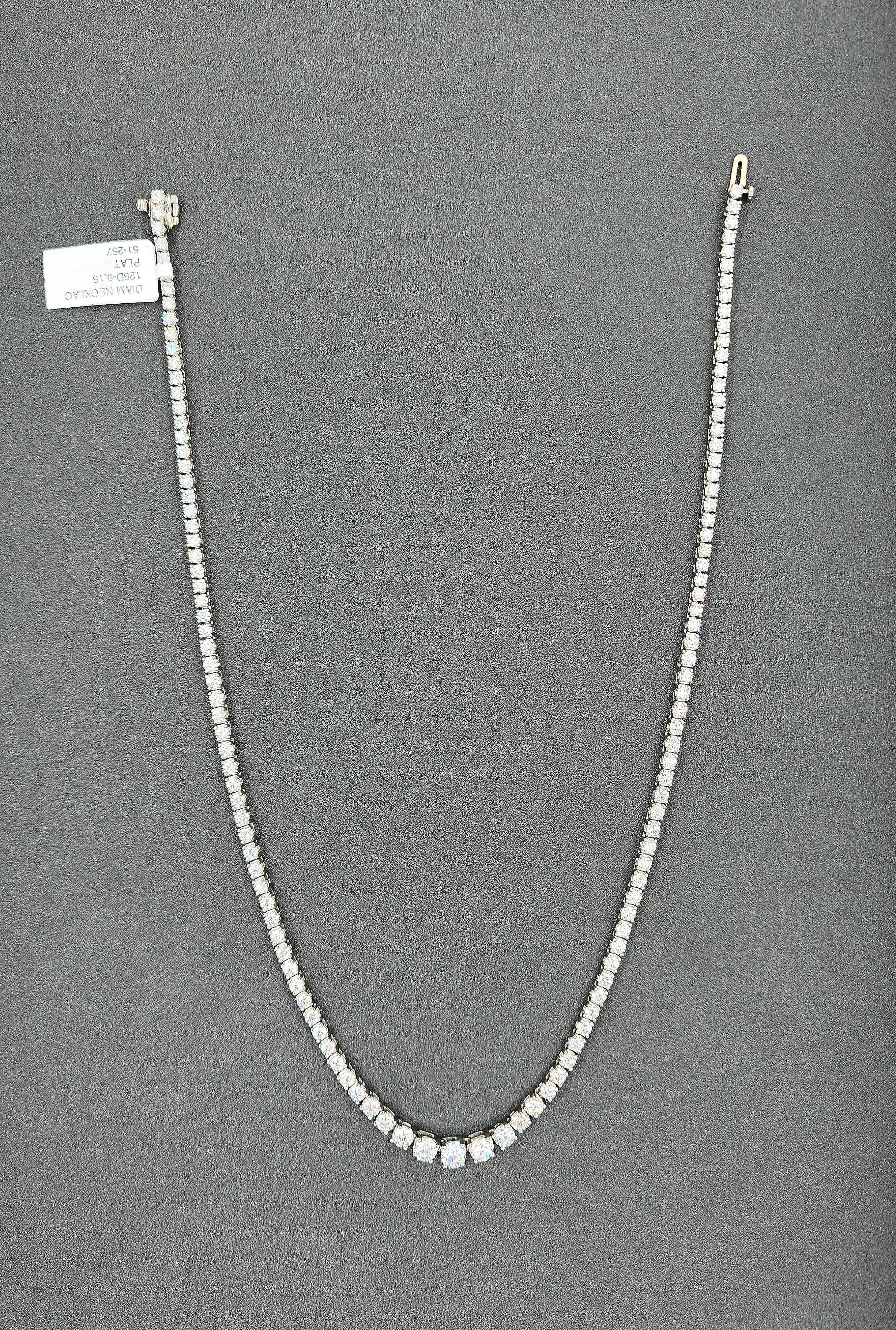 Modern 9.15 ct Riviera Graduated Diamond Necklace For Sale