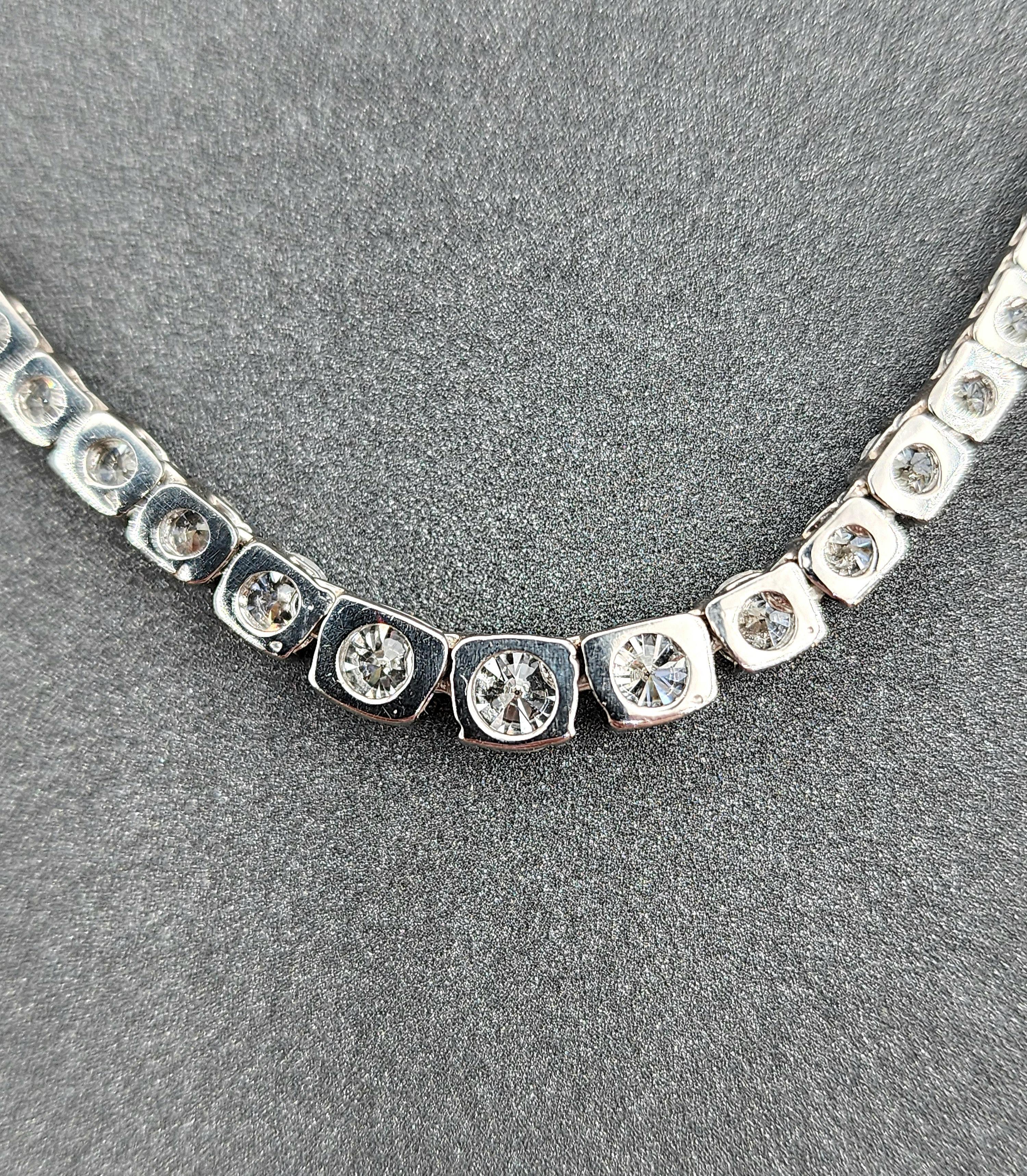 Women's or Men's 9.15 ct Riviera Graduated Diamond Necklace For Sale