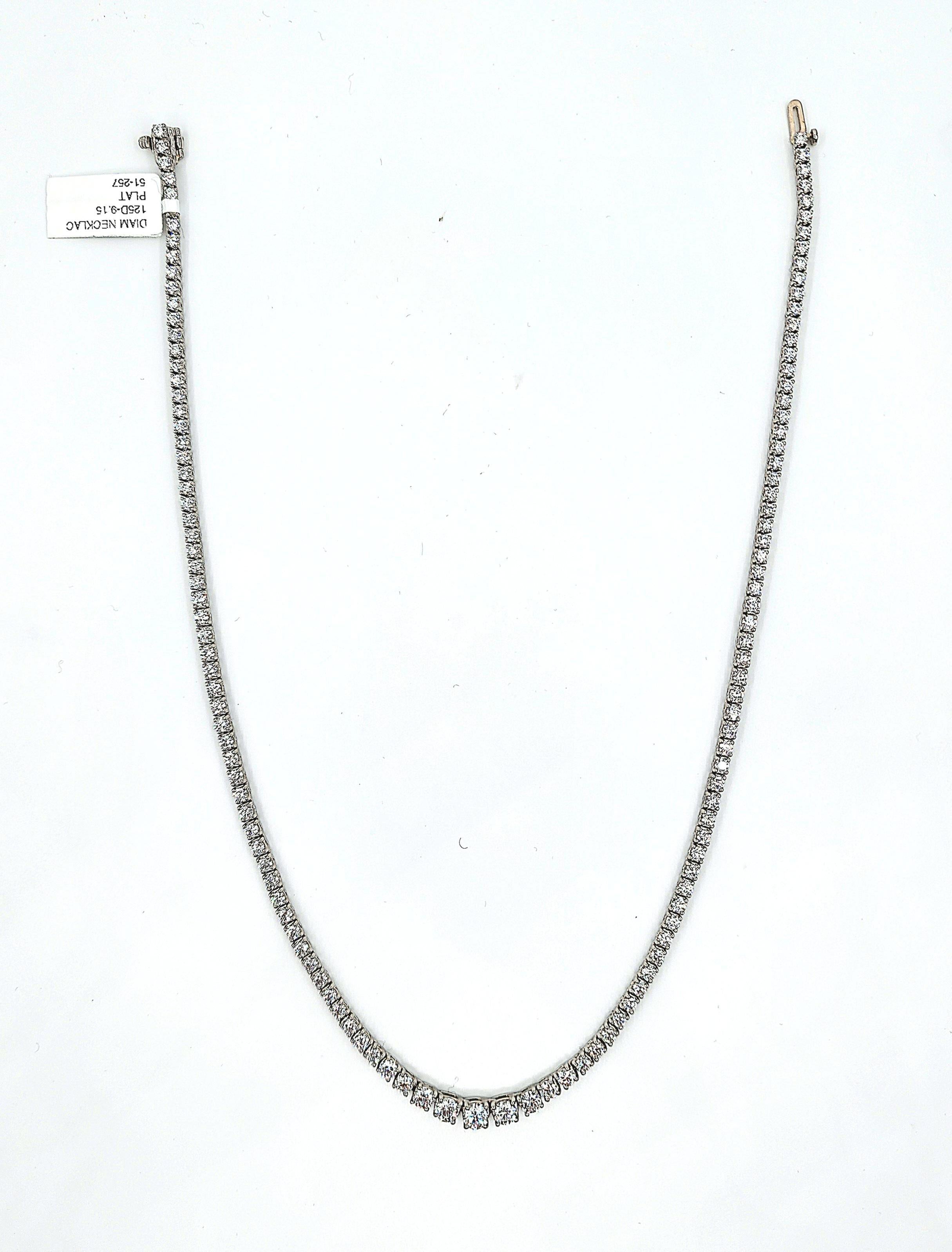 9.15 ct Riviera Graduated Diamond Necklace For Sale 2