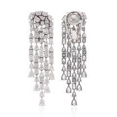 9.15 Ct SI Clarity HI Color Oval Pear Round Diamond Earrings 18 Karat White Gold