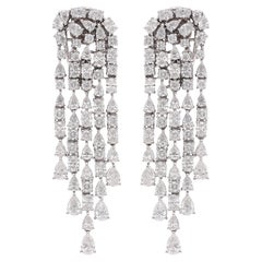 9.15 Ct SI Clarity HI Color Oval Pear Round Diamond Earrings 18 Karat White Gold