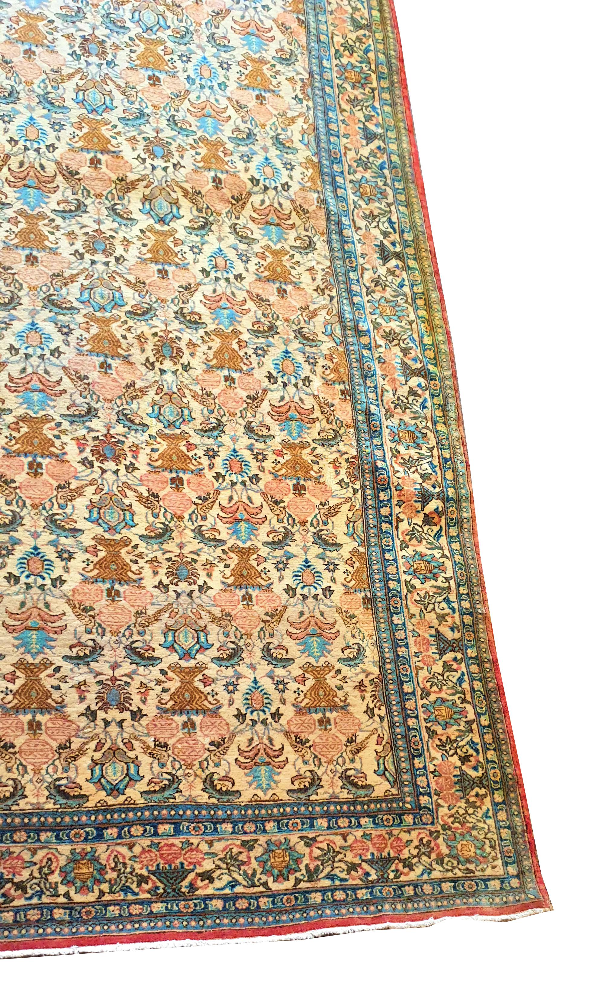 Tribal 916 - Beautiful vintage Qom rug For Sale