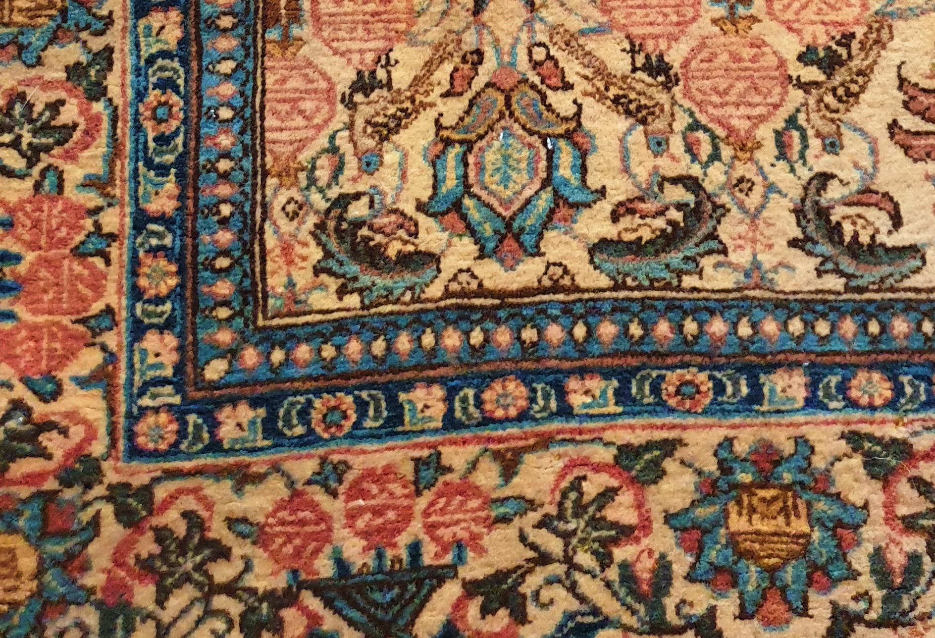 Hand-Knotted 916 - Beautiful vintage Qom rug For Sale