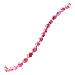 9.16 Carat Natural Pink Ruby Diamond 18 Karat Gold Tennis Bracelet