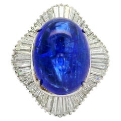 9.16 Carat Tanzanite Diamond Platinum Ballerina Ring