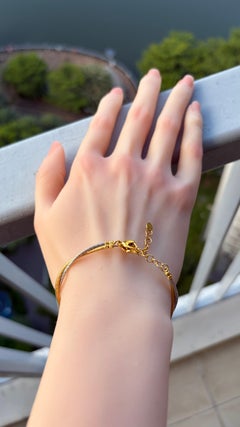 Pulsera brazalete blanda de oro 916 bicolor (ajustable) -11,85 g