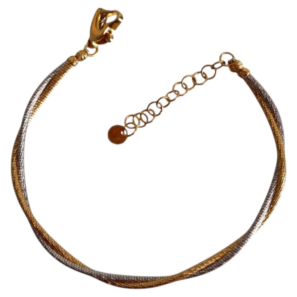 916 Gold Two-Tone Soft Bangle Bracelet (Adjustable) -11.85g