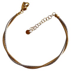 Pulsera brazalete blanda de oro 916 bicolor (ajustable) -11,85 g