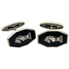 916 Gemelli da polso in argento e smalto nero Russia CCCP
