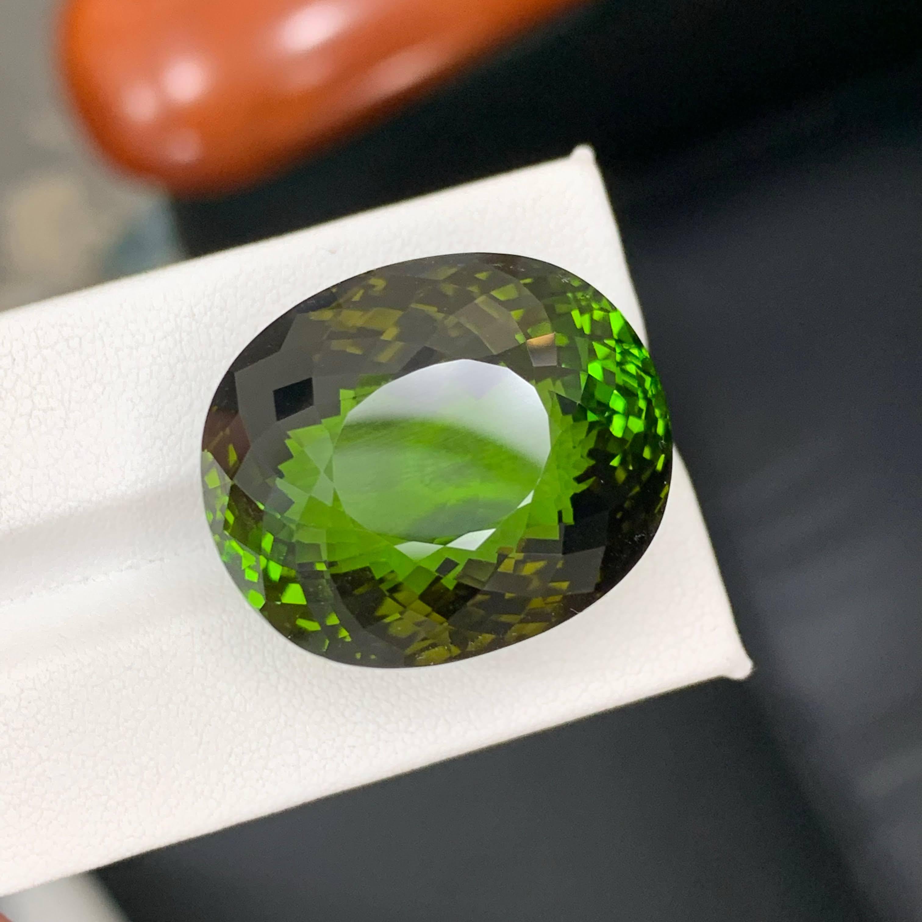 91,65 Karat Natürlicher loser grüner Turmalin Stein Ovalschliff Afrika Edelstein im Angebot 5