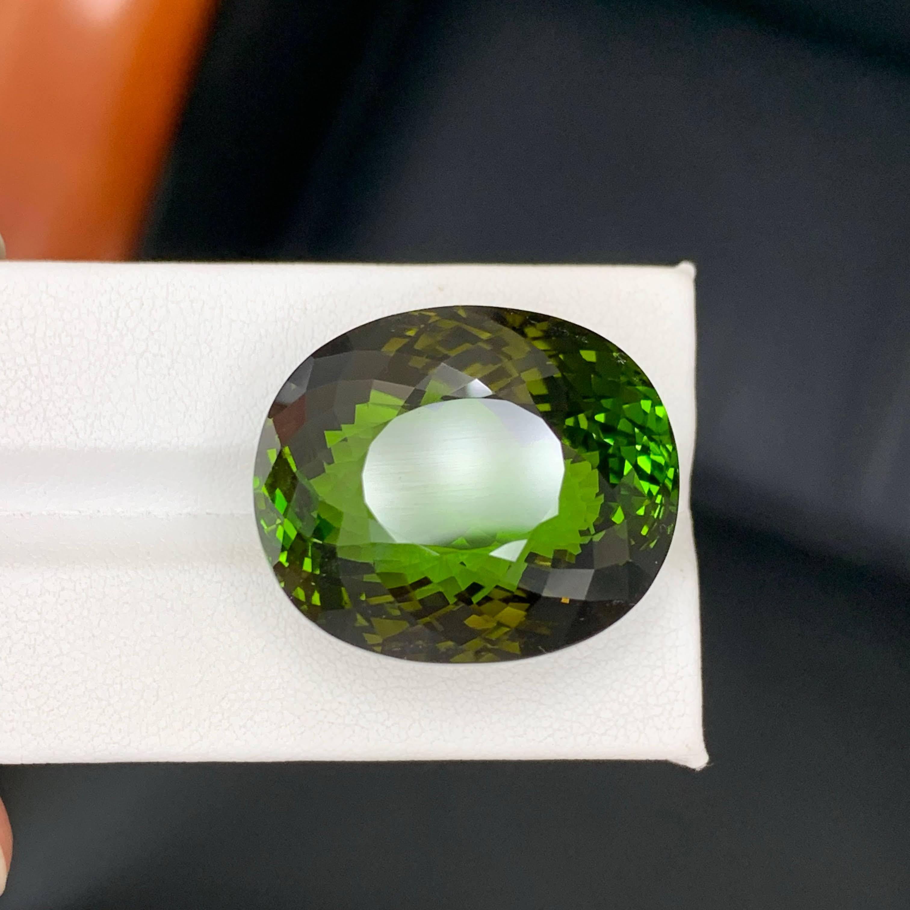 91,65 Karat Natürlicher loser grüner Turmalin Stein Ovalschliff Afrika Edelstein für Damen oder Herren im Angebot