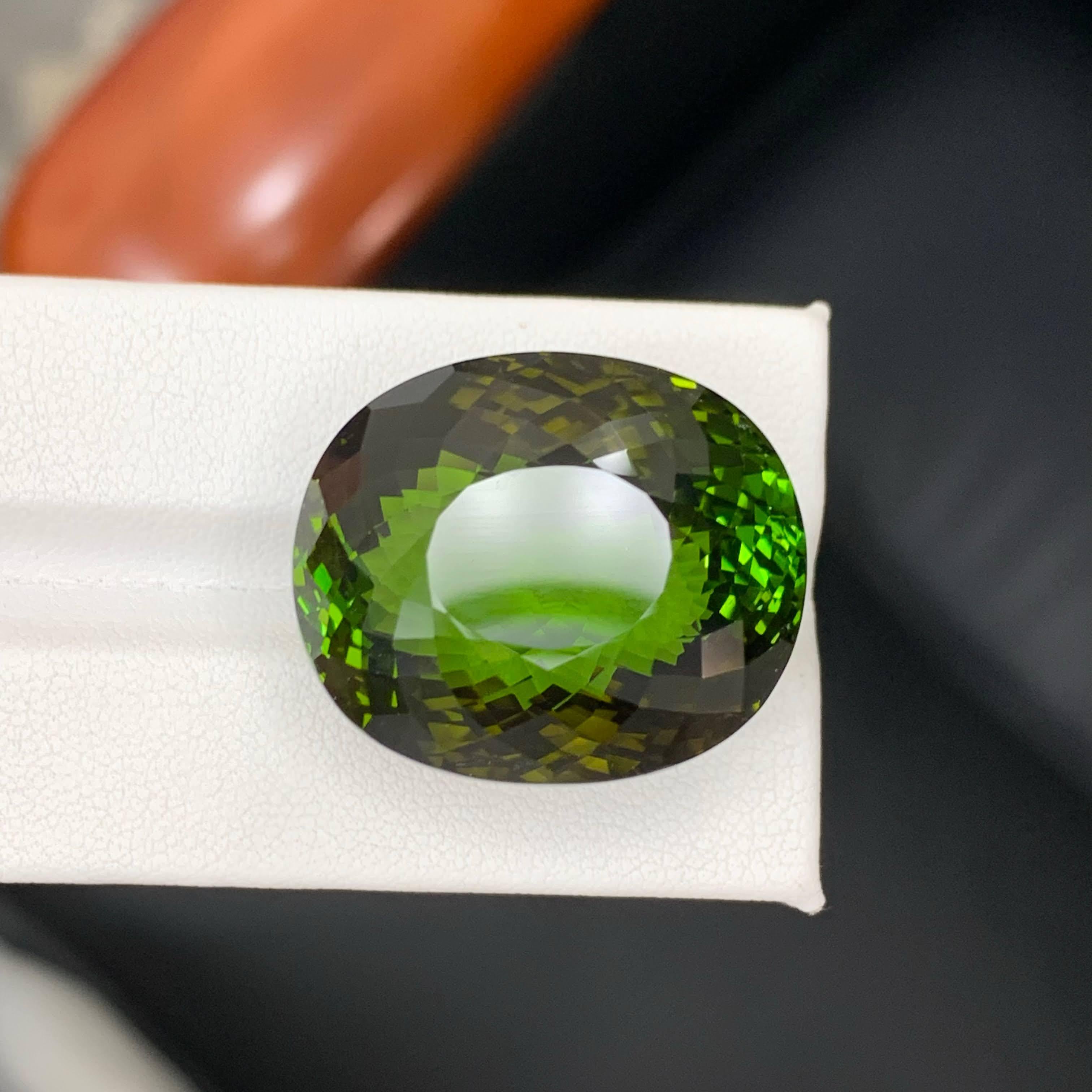 91,65 Karat Natürlicher loser grüner Turmalin Stein Ovalschliff Afrika Edelstein im Angebot 1