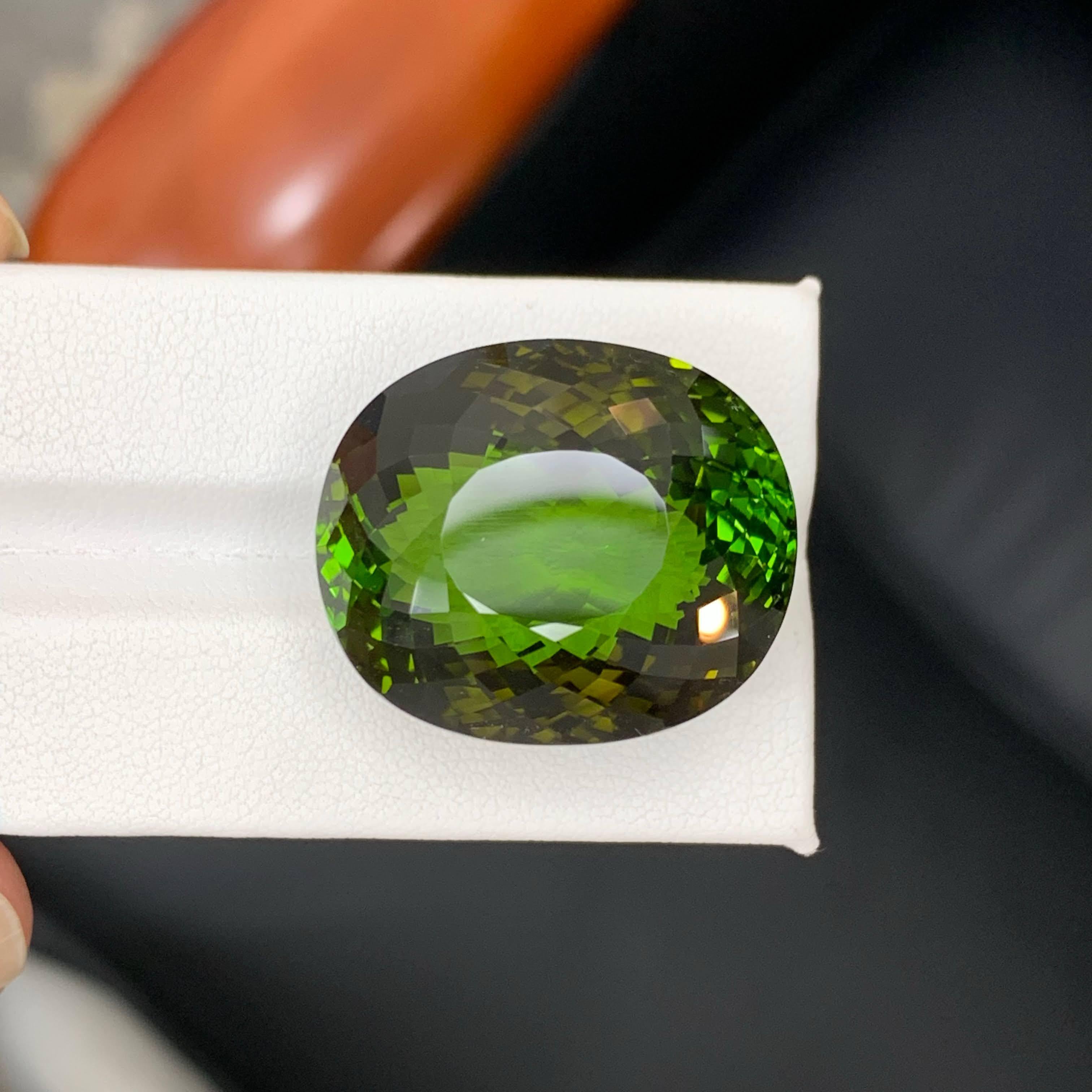 91,65 Karat Natürlicher loser grüner Turmalin Stein Ovalschliff Afrika Edelstein im Angebot 2