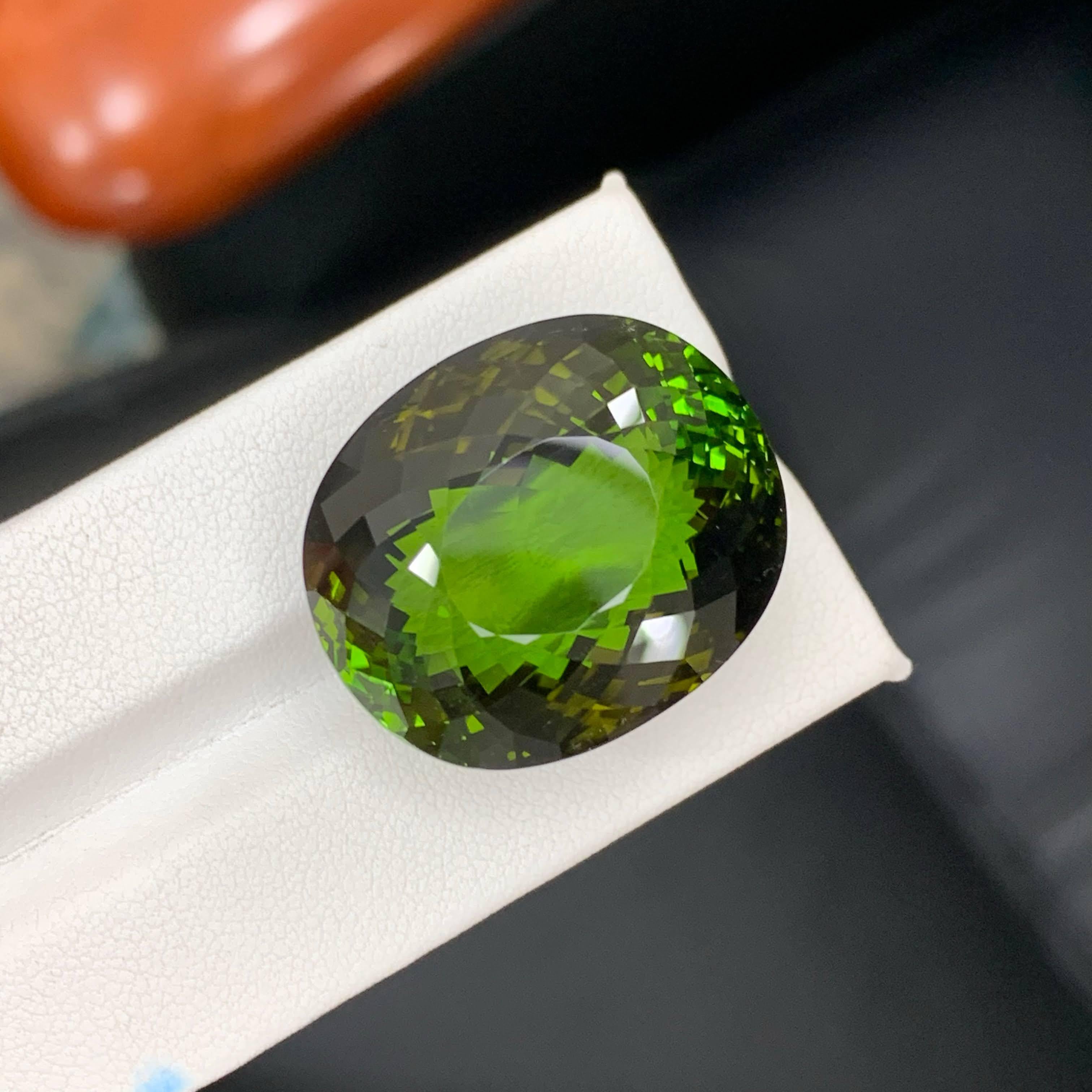 91,65 Karat Natürlicher loser grüner Turmalin Stein Ovalschliff Afrika Edelstein im Angebot 3