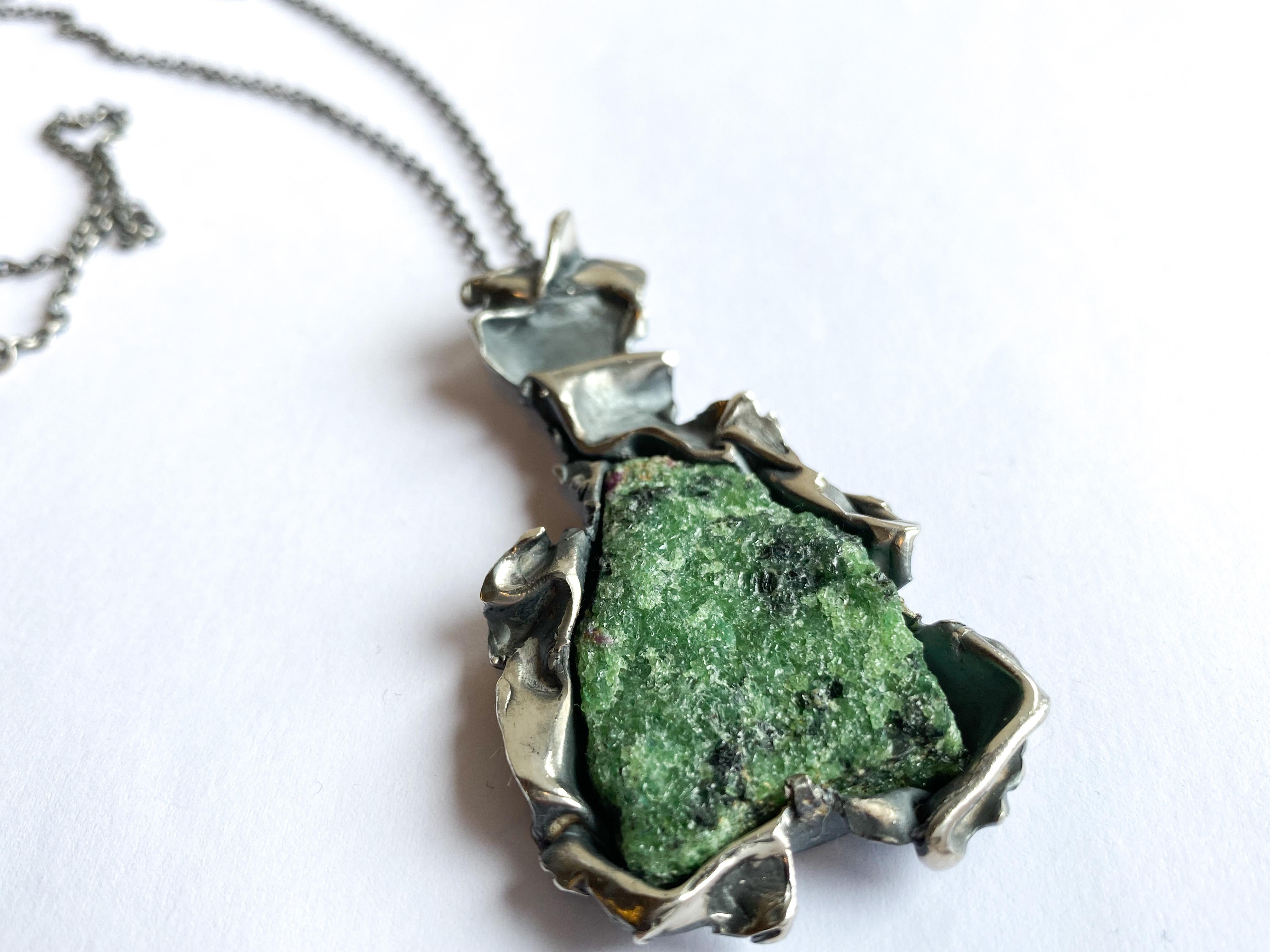 916H Silber-Anhänger in Finnland Reino Saastamoinen 1968 Stein-Zoisite für Damen oder Herren