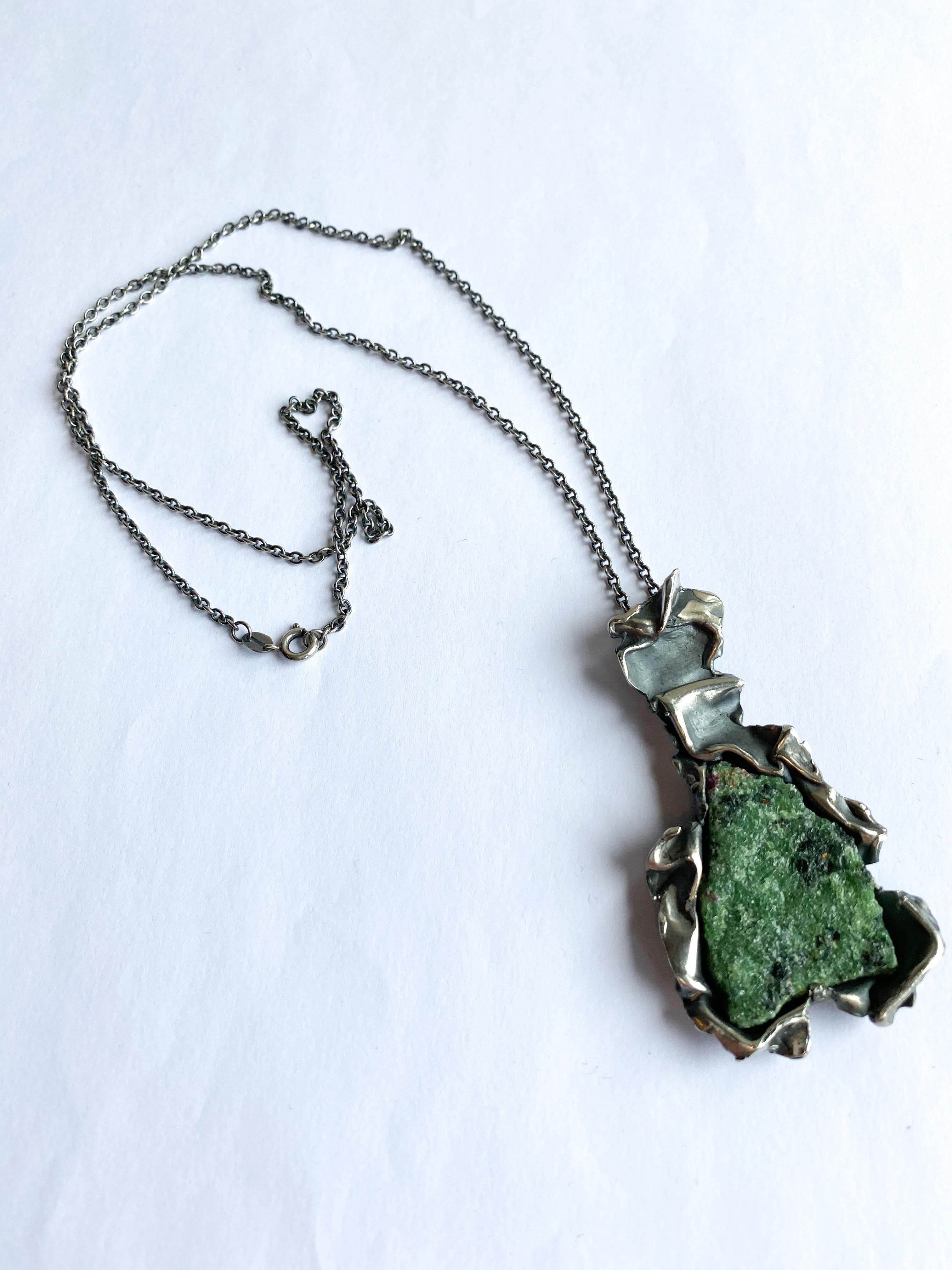 916H Silber-Anhänger in Finnland Reino Saastamoinen 1968 Stein-Zoisite 2