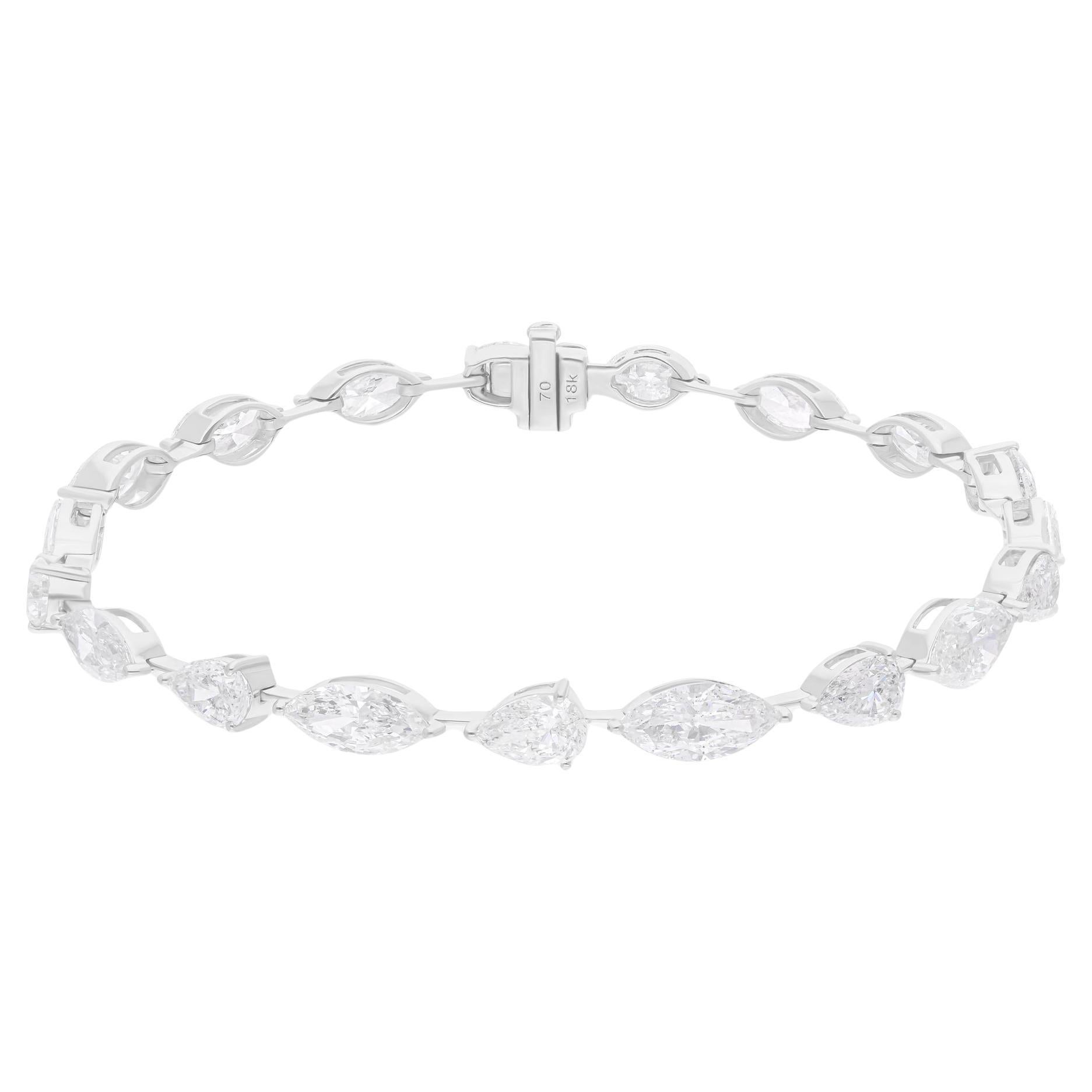 De las mujeres Pulsera de tenis de diamantes de forma mixta SI/H de 9,17 quilates Joyas de oro blanco de 14 quilates en venta