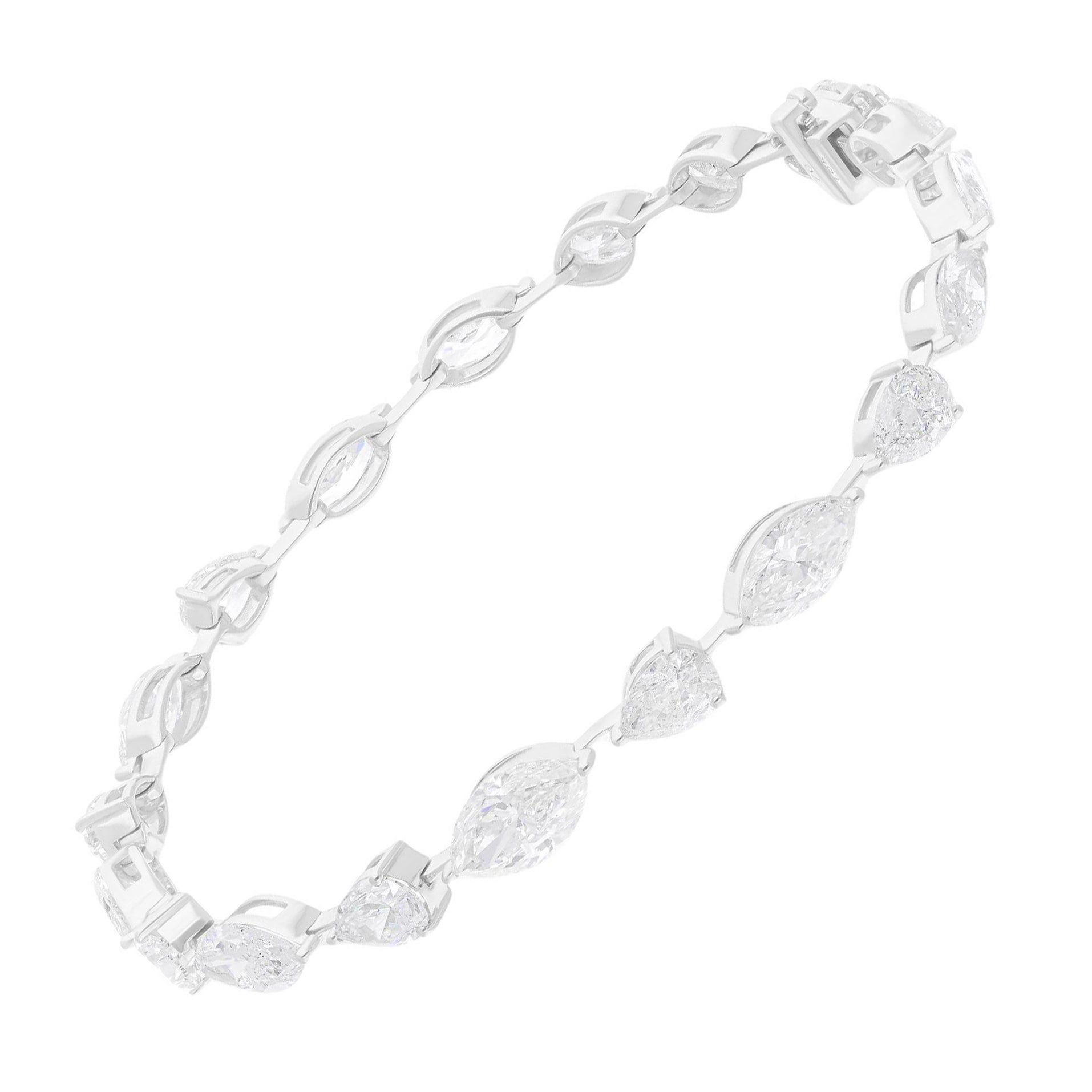 Pulsera de tenis de diamantes de forma mixta SI/H de 9,17 quilates Joyas de oro blanco de 14 quilates