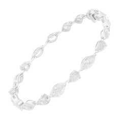 Pulsera de tenis con diamantes de forma mixta SI/H de 9,17 quilates Joyas de oro blanco de 18 quilates