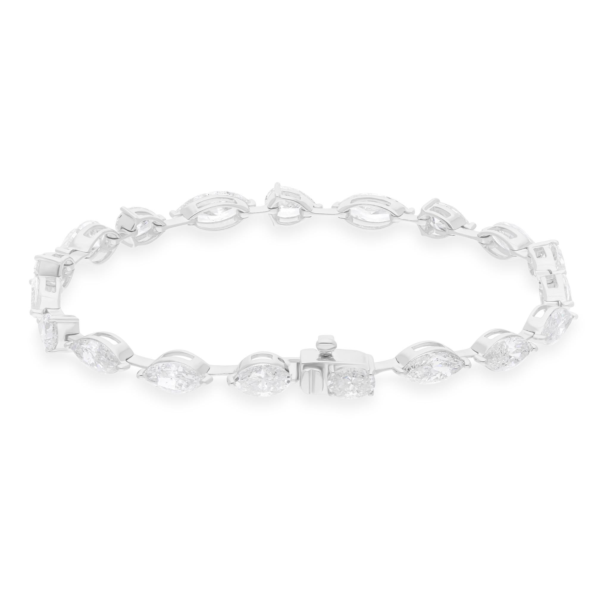 9.17 Carat SI/H Pear Marquise Diamond Bracelet 18 Karat White Gold Jewelry In New Condition For Sale In Diera, Dubai