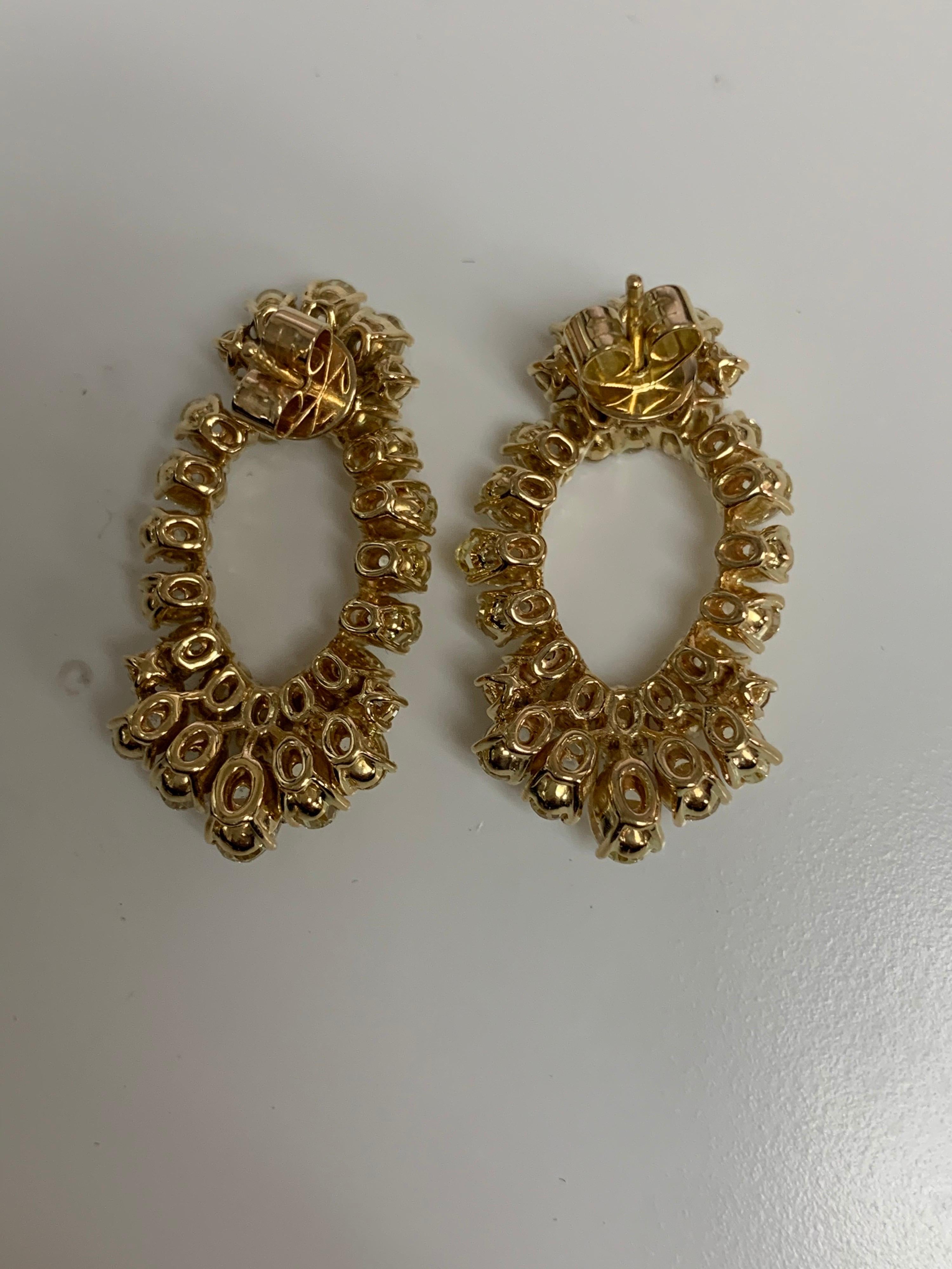 Artisan 9.17 Carat Yellow Diamond Earrings For Sale