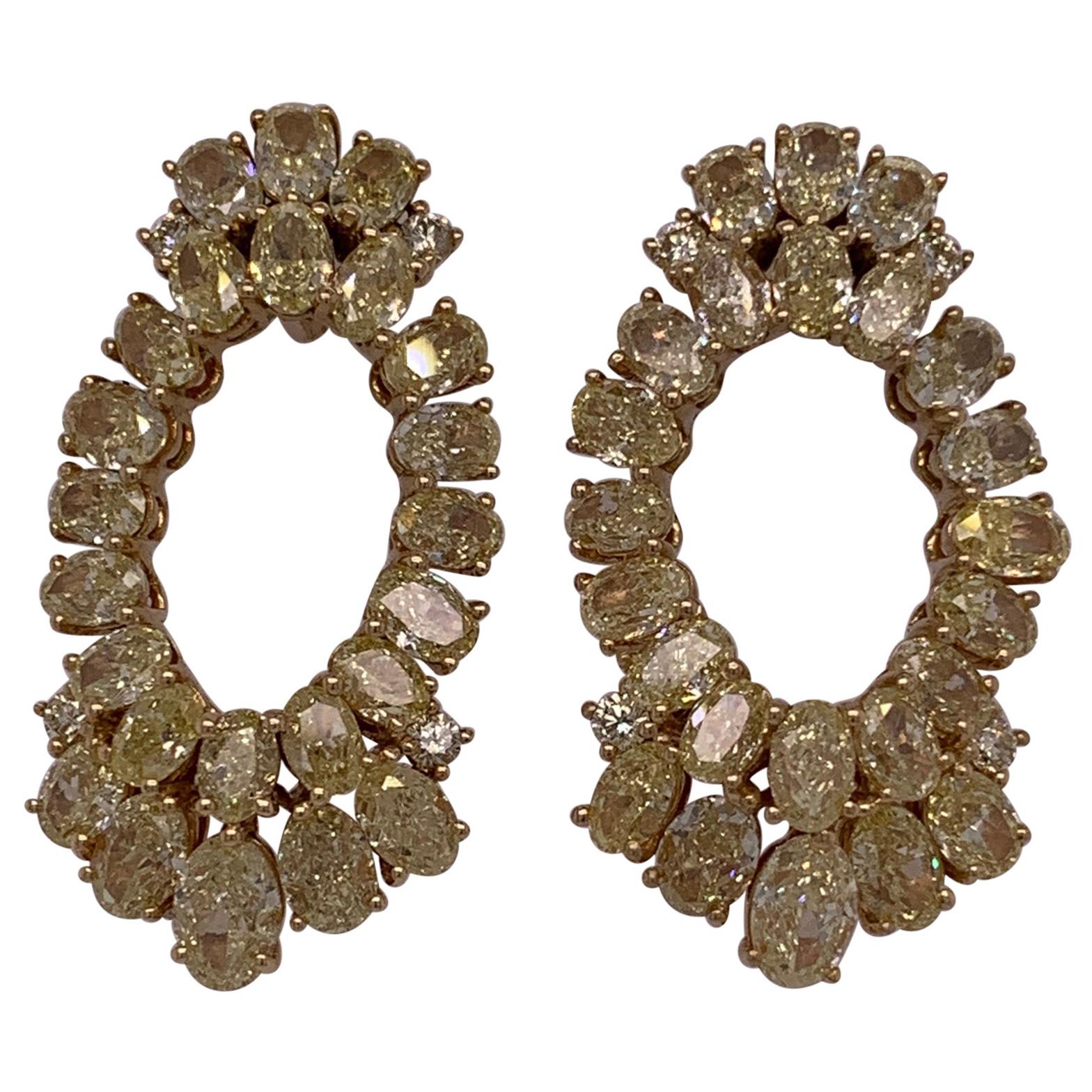 9.17 Carat Yellow Diamond Earrings For Sale