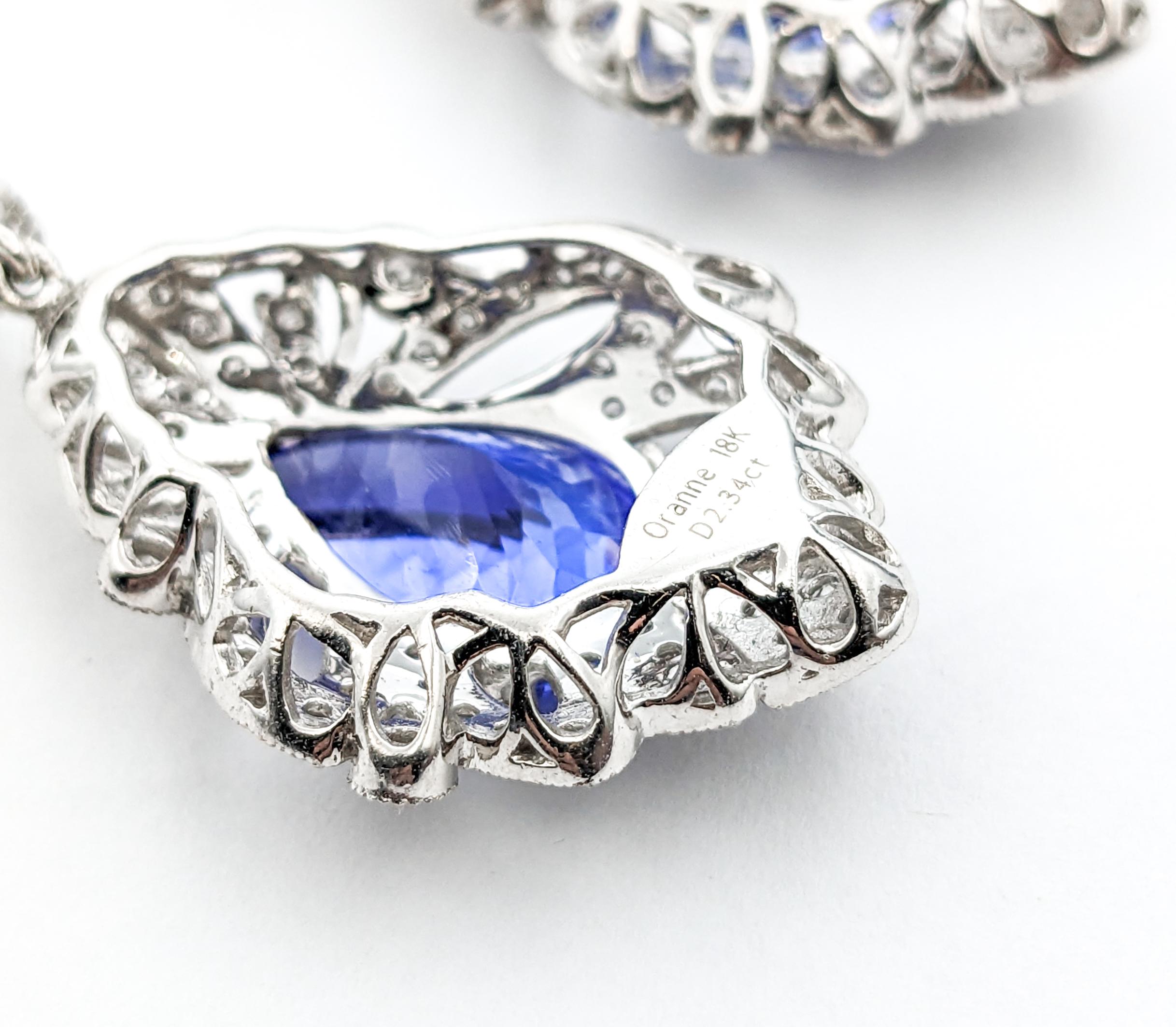 9.17ctw Tanzanite & 2.34ctw Diamond Dangle Earrings In White Gold In Excellent Condition For Sale In Bloomington, MN