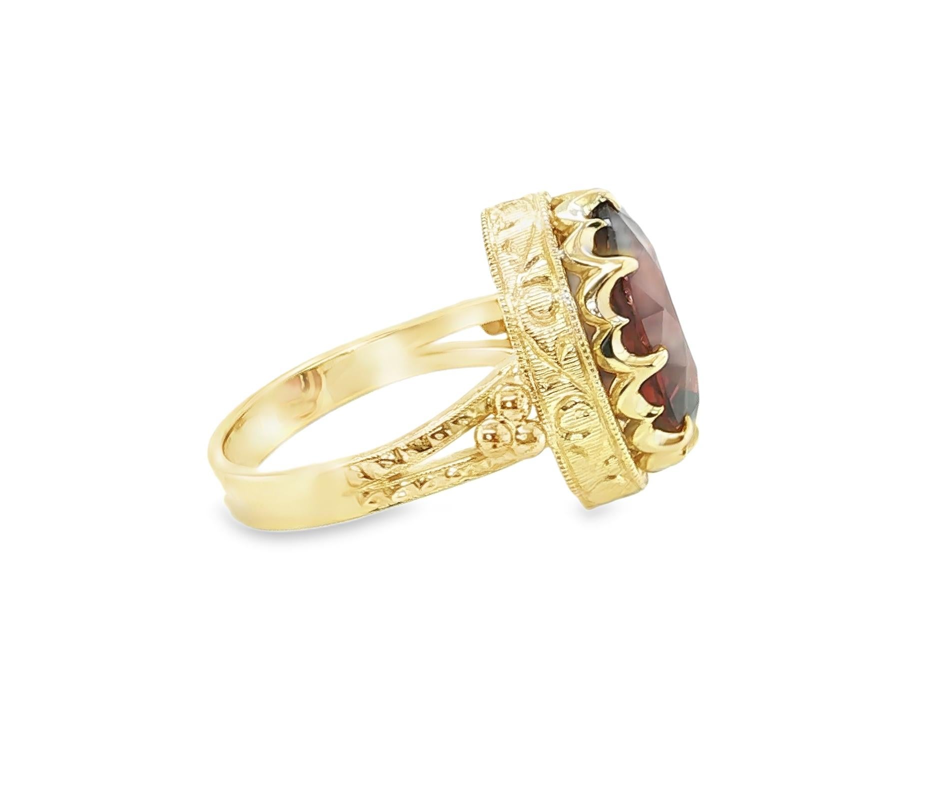 Bague cocktail en or jaune 18k et grenat hessonite 9,18 carats fait main Neuf - En vente à Los Angeles, CA