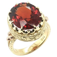 9.18 Carat Hessonite Garnet and 18k Yellow Gold Handmade Cocktail Ring
