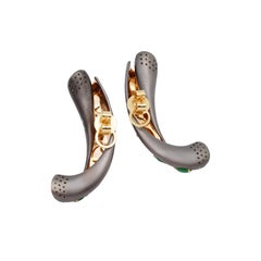 Pendientes de pergamino de jade verde natural y diamantes de 2,1 quilates, oro de 18 quilates, Austy Lee