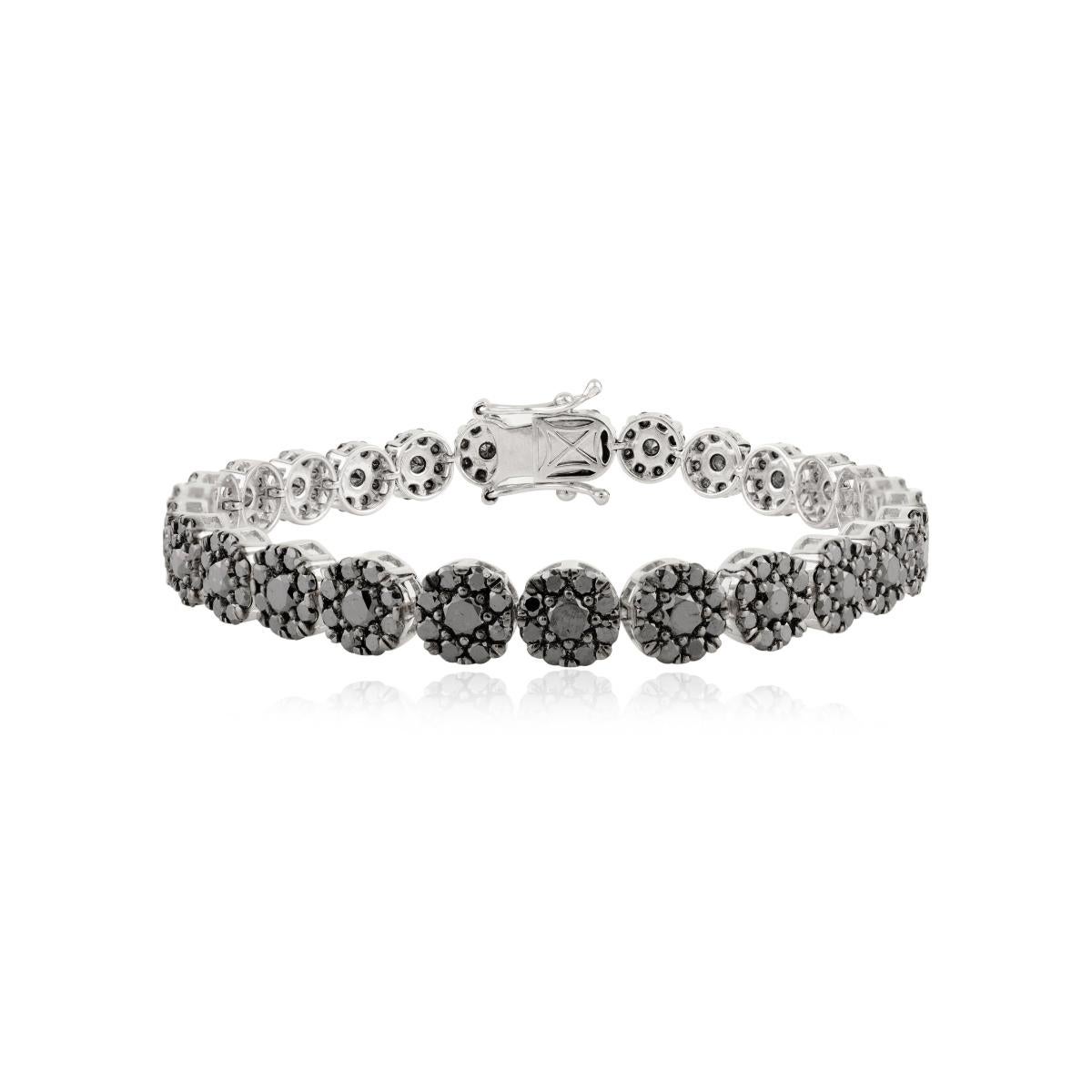 Pulsera de tenis con diamantes negros de 9,19 quilates en oro blanco de 14 quilates Regalo de lujo perfecto en venta 3