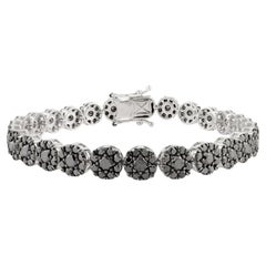 Pulsera de tenis con diamantes negros de 9,19 quilates en oro blanco de 14 quilates Regalo de lujo perfecto