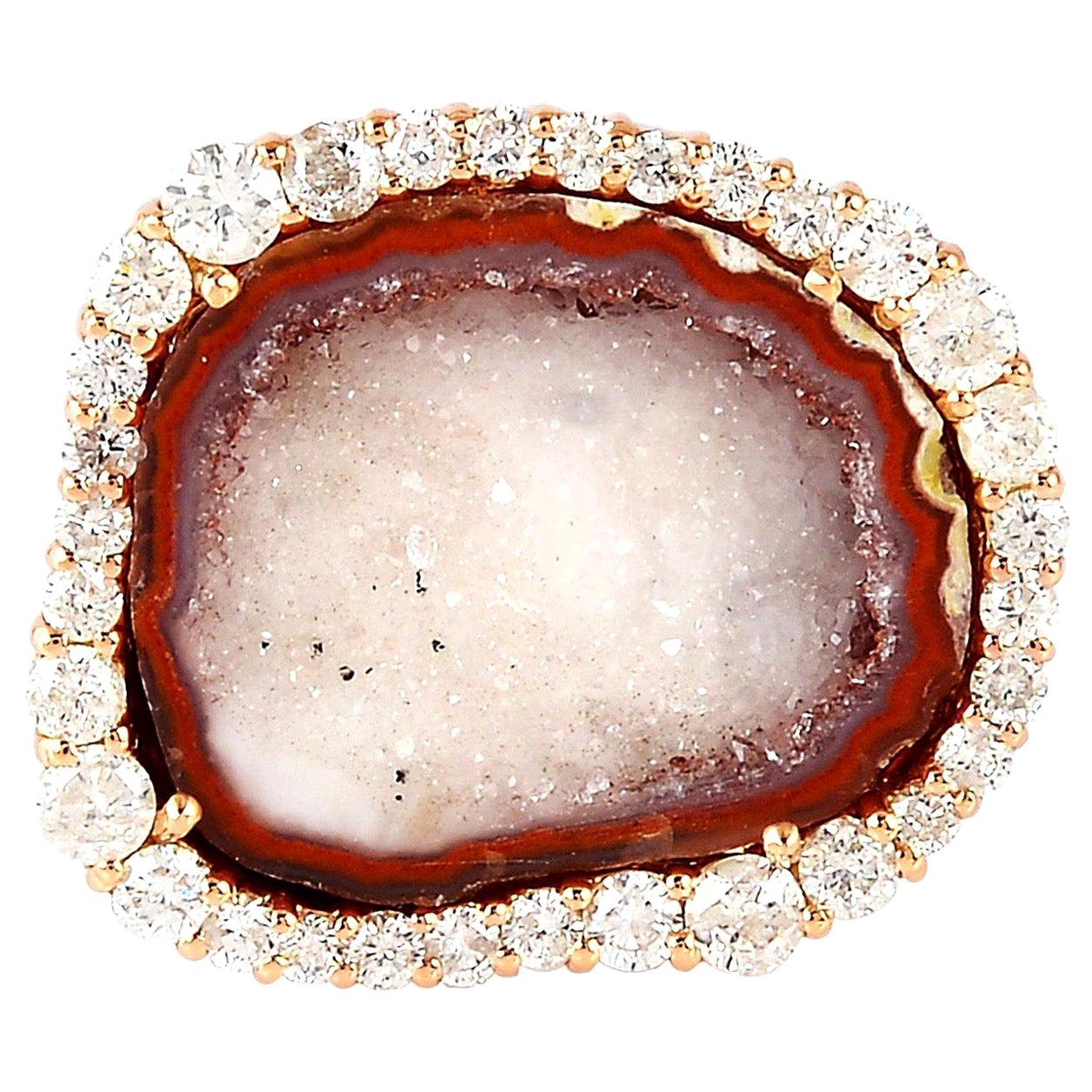 Bague cocktail en or 18 carats avec diamants géométriques de 9,19 carats