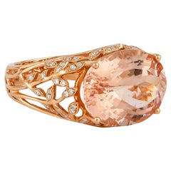 Bague en or rose 18 carats avec morganite et diamants de 9,19 carats.