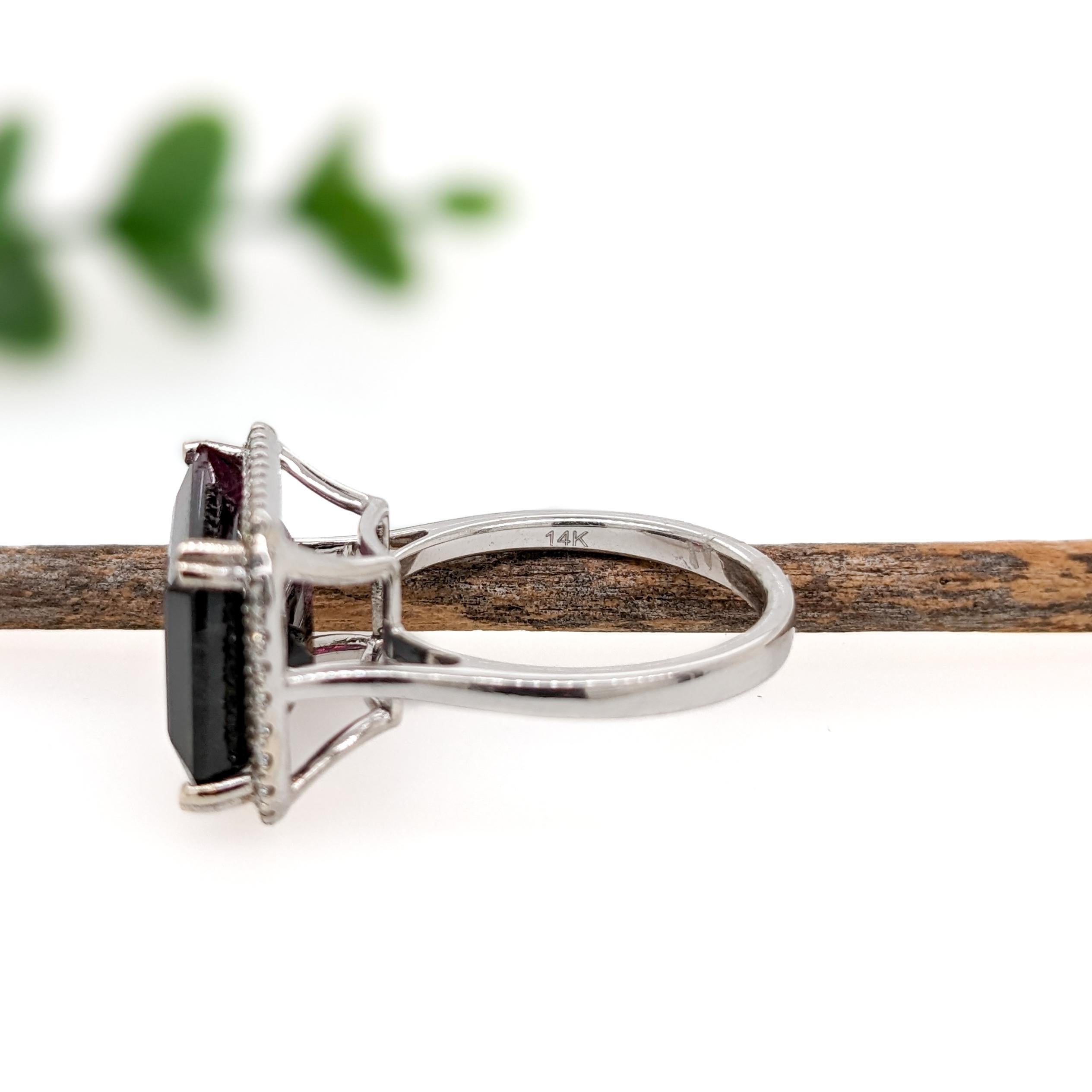 Women's 9.19ct Bi-Color Tourmaline Ring w Natural Diamond Halo in Solid 14k White gold For Sale