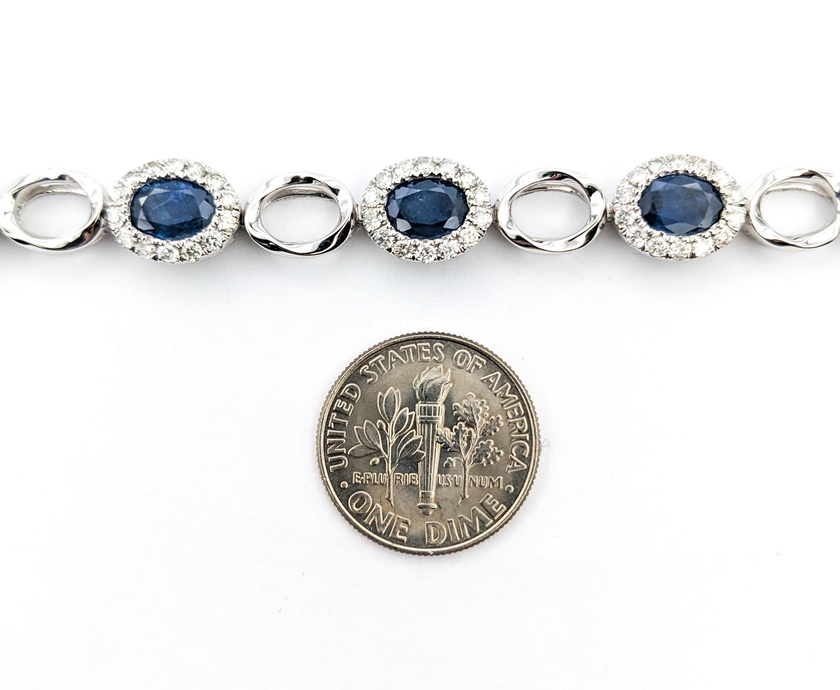 Contemporary 9.19ctw of Sapphires & 1.89ctw Diamond Bracelet In Platinum For Sale