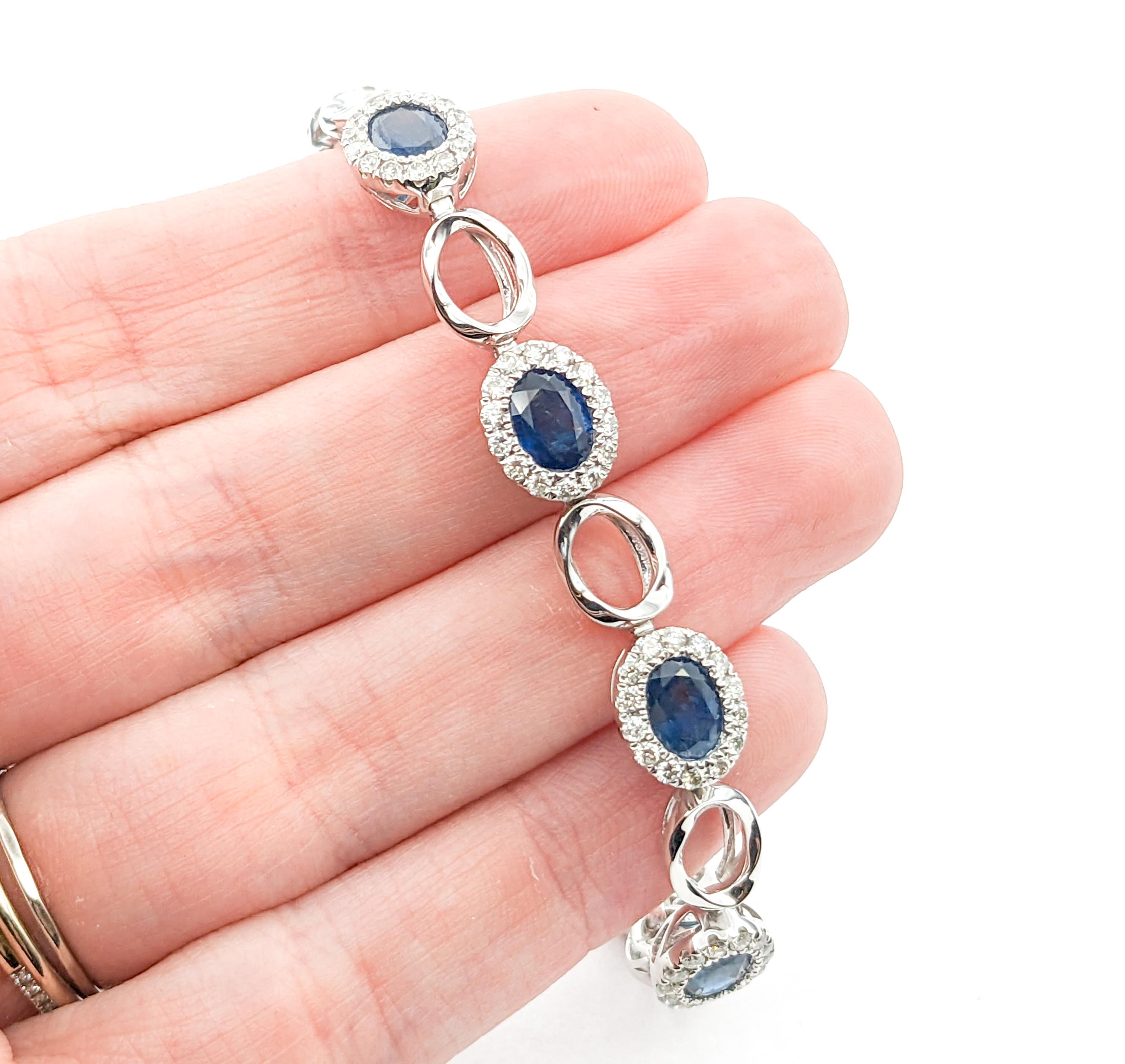 9.19ctw of Sapphires & 1.89ctw Diamond Bracelet In Platinum In Excellent Condition For Sale In Bloomington, MN