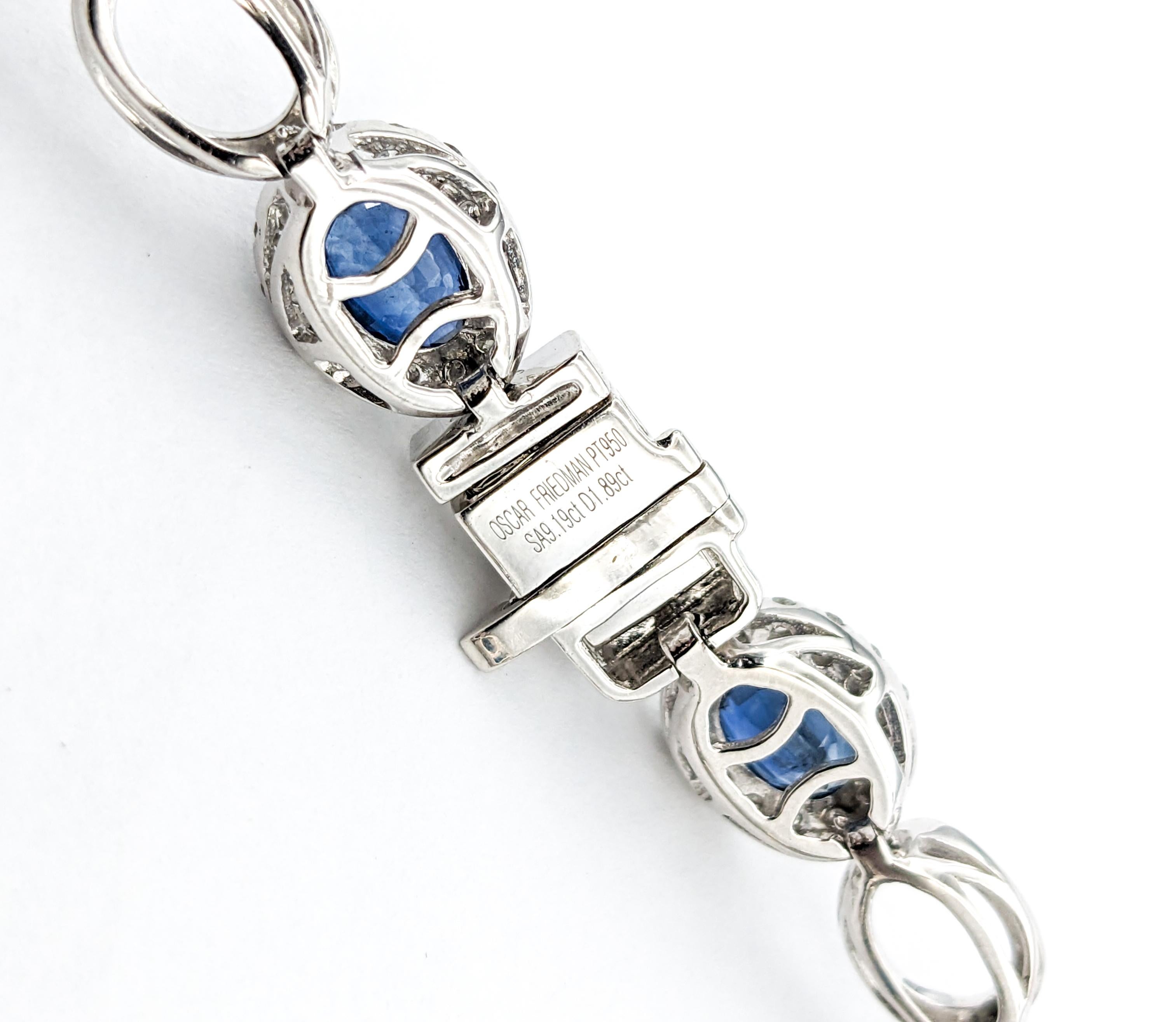 Women's 9.19ctw of Sapphires & 1.89ctw Diamond Bracelet In Platinum For Sale